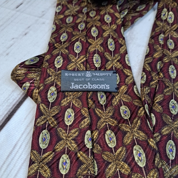 Robert Talbott Burgundy Patterned Silk  Tie - Picture 5 of 8
